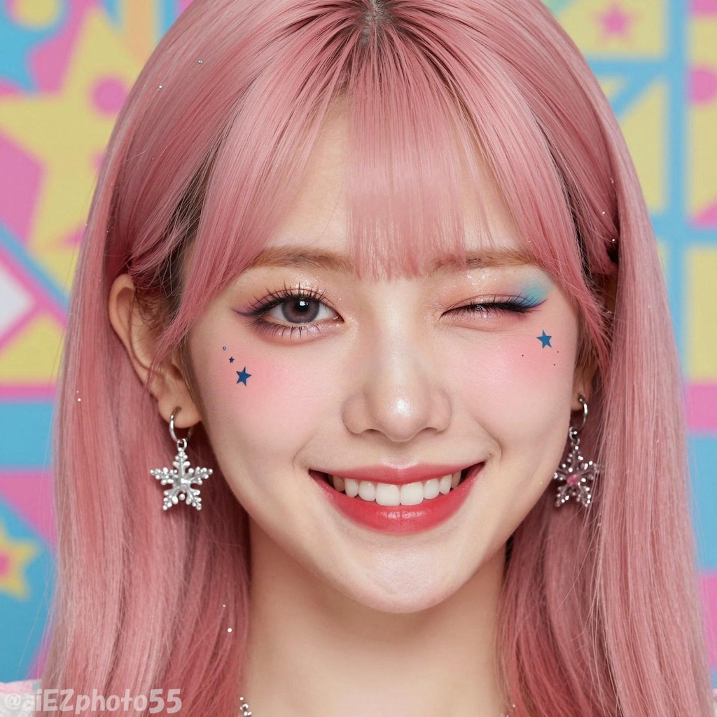 ピンク髪派手メイクお姉さん