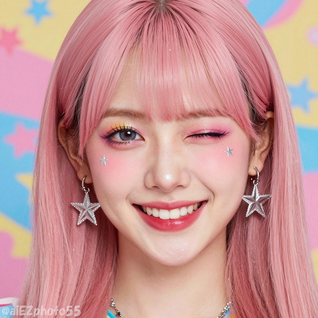 ピンク髪派手メイクお姉さん