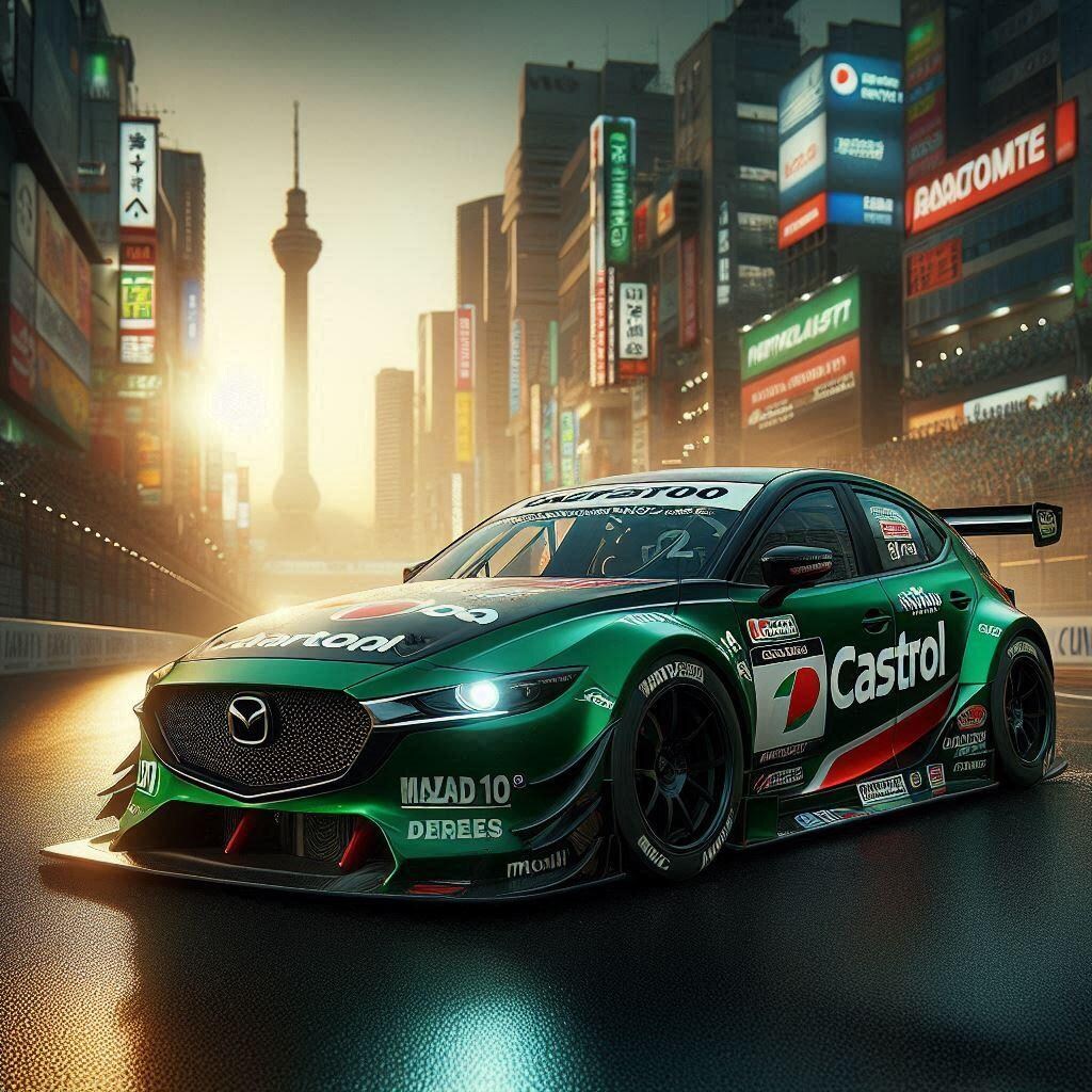 カストロールカラーのマツダCX-30レーシングカー