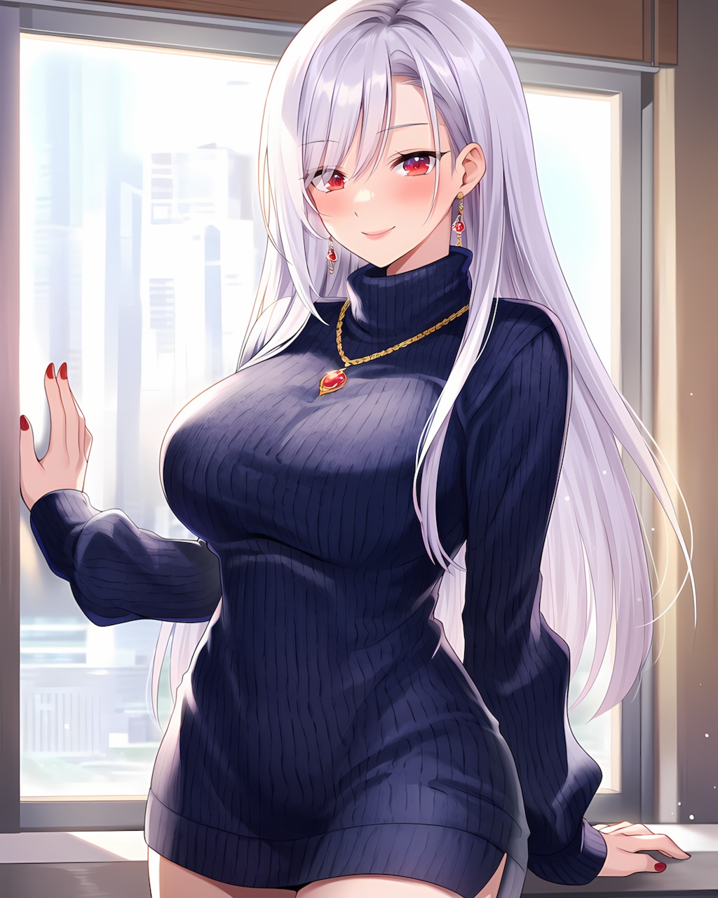 💙ネイビーニットで誘惑♡ミレナさん