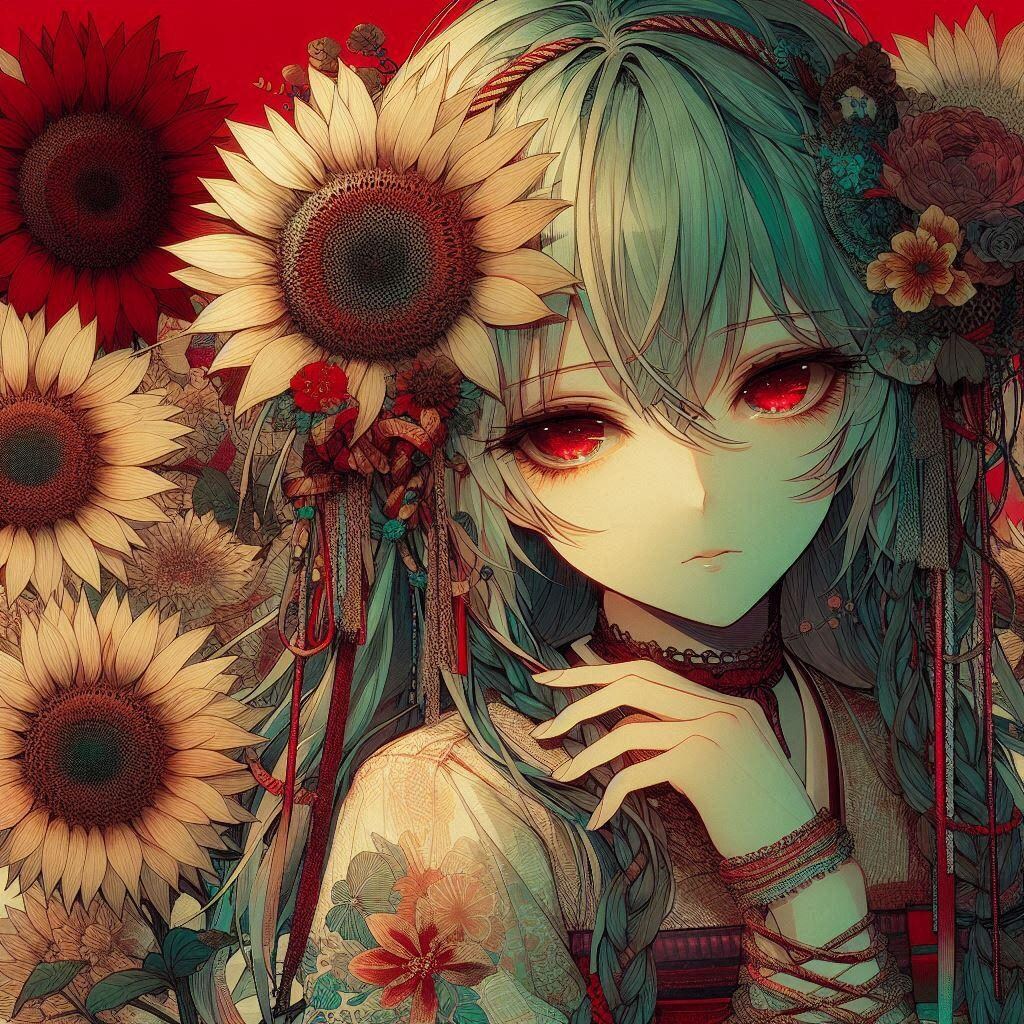 夏影に向日葵の幽美