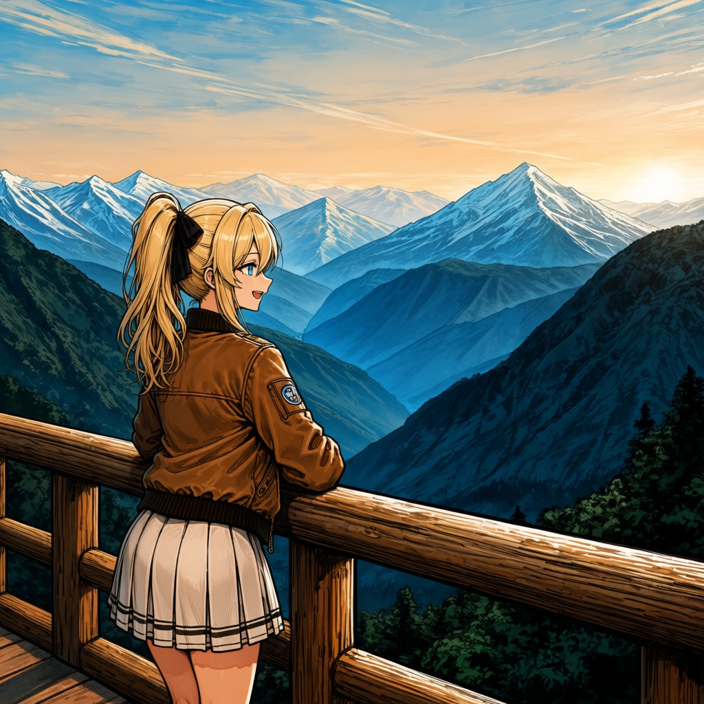 夕暮れの山を独り占め | の人気AIイラスト・グラビア