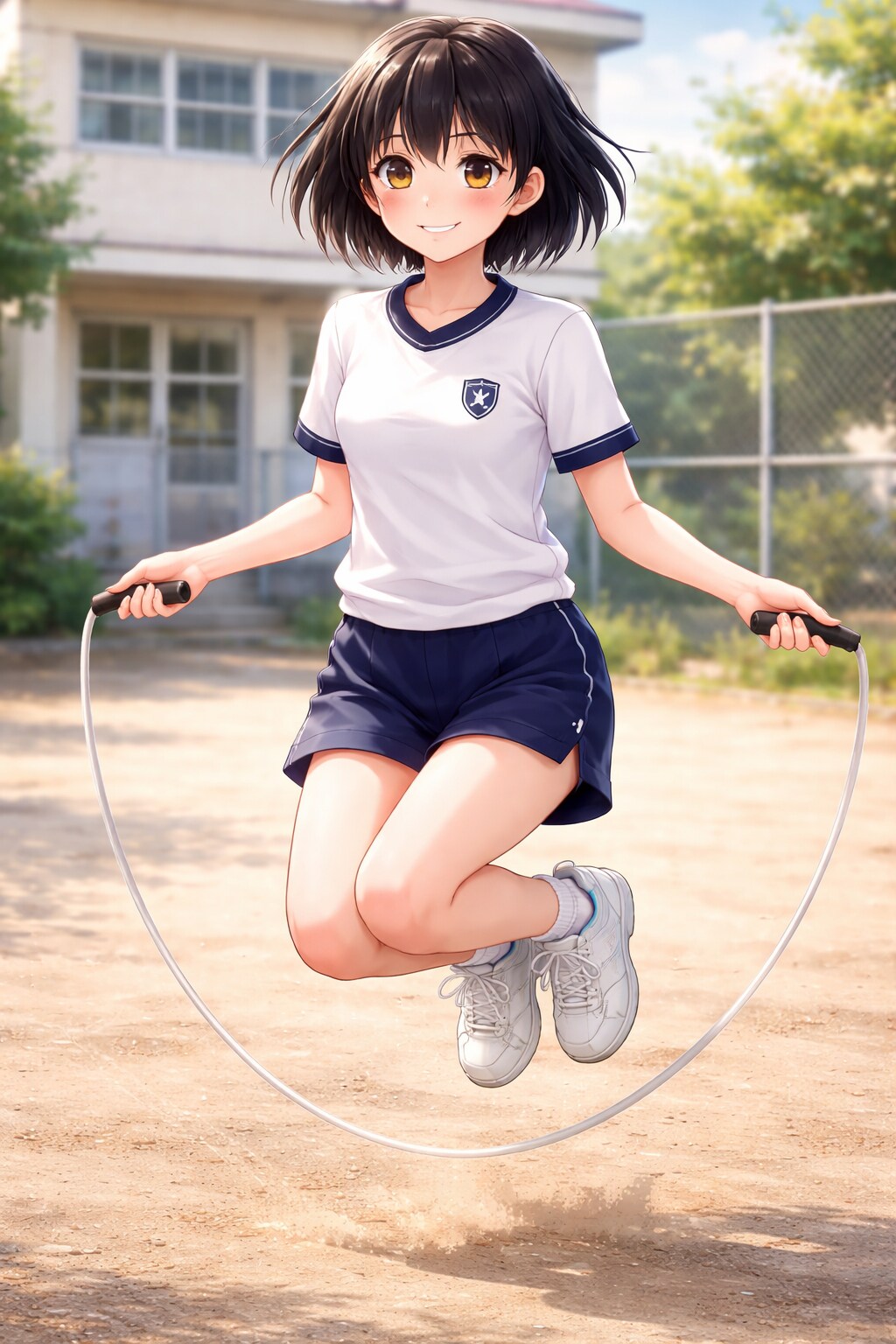 縄跳びをしている女の子