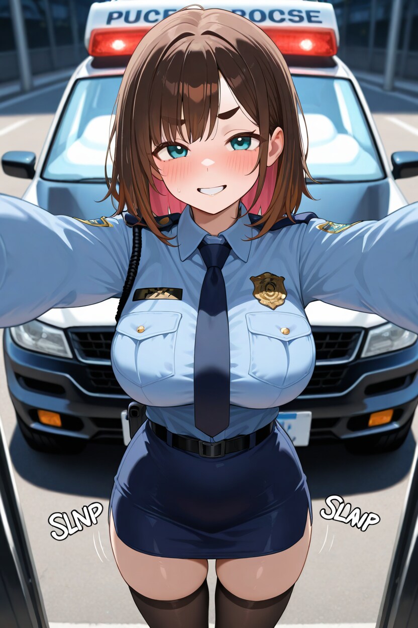 407 ミニスカポリスのコスプレをする太眉