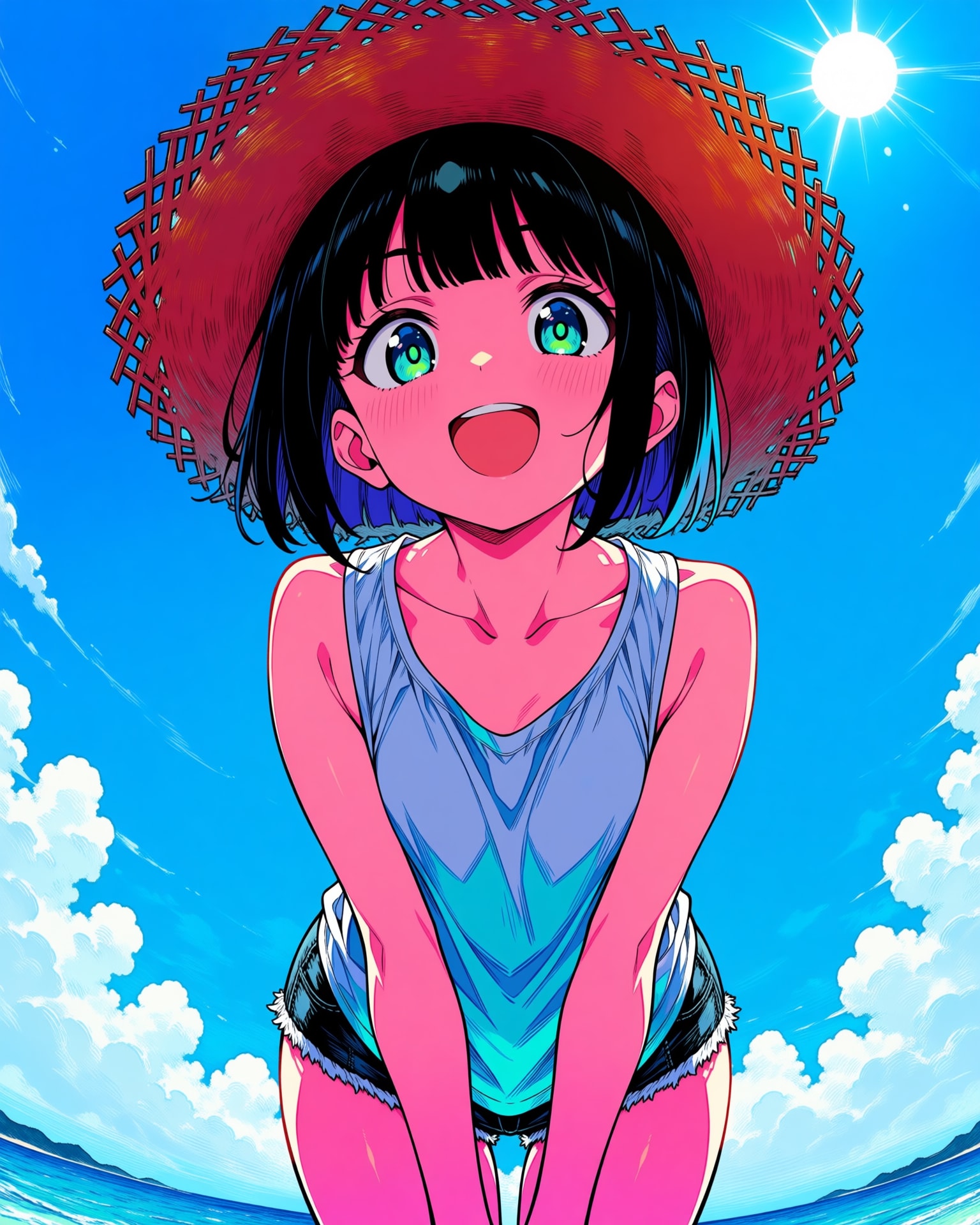 ビーチの逆光