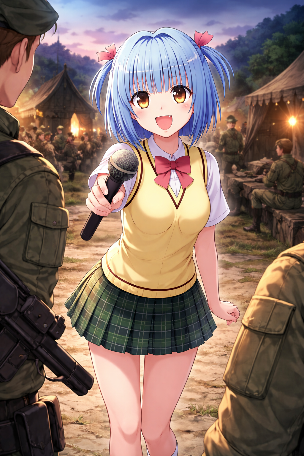 野営地でインタビュー