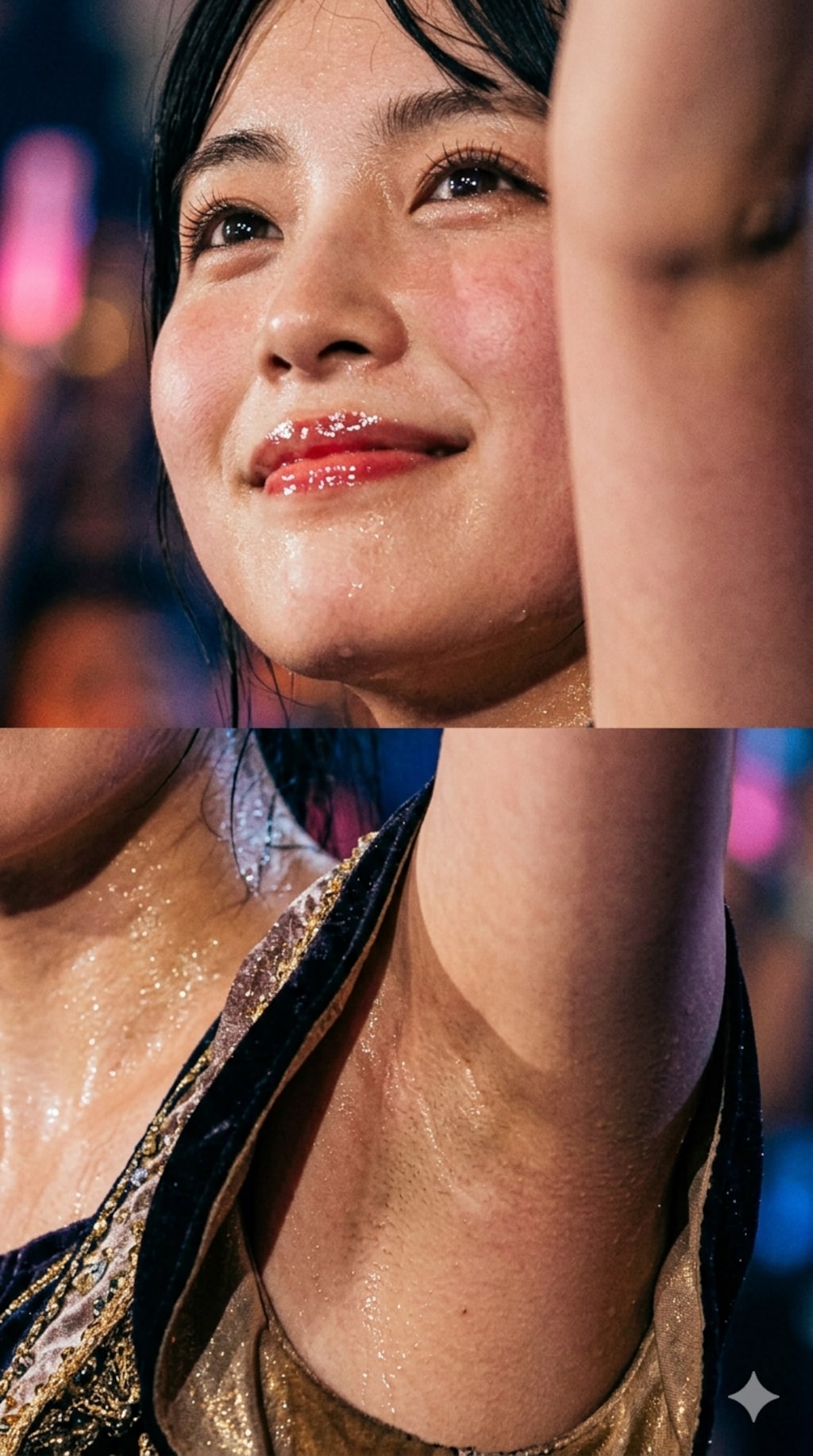 アイドル、脇汗ズームアップ