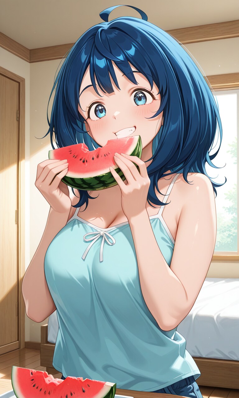 スイカを沢山食べる八奈見杏菜🍉❤️