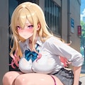 金髪ギャルの野外放尿 8枚目
