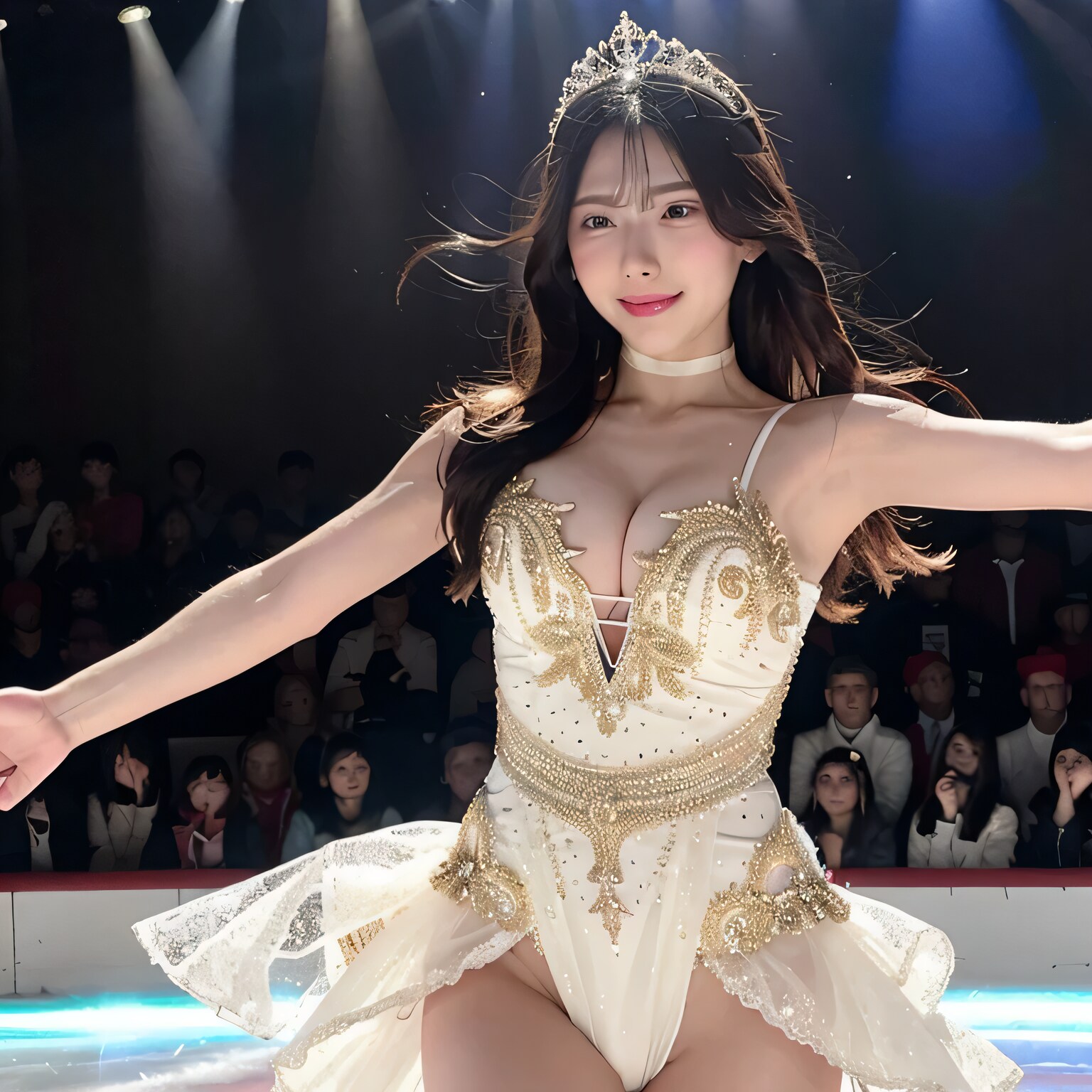 黒髪ロングでアイススケートの美女３６ | の人気AIイラスト・グラビア