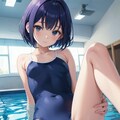 プールにて（ちちぷい生成） 4枚目