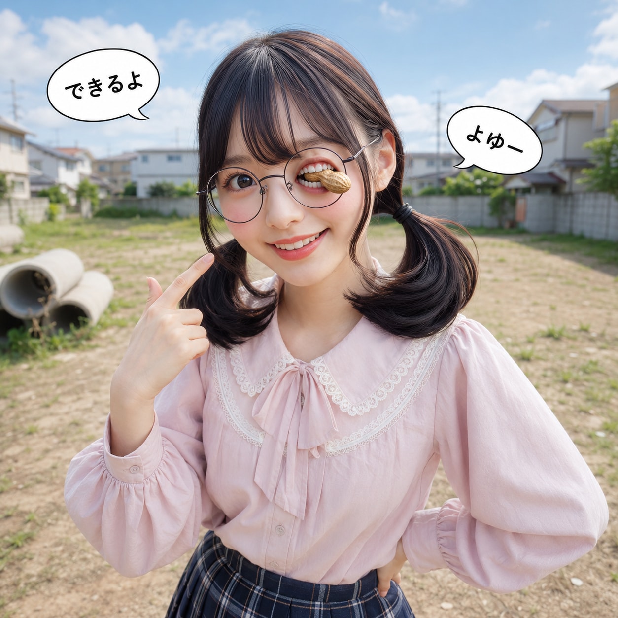 目でピーナッツを噛むのびかちゃん