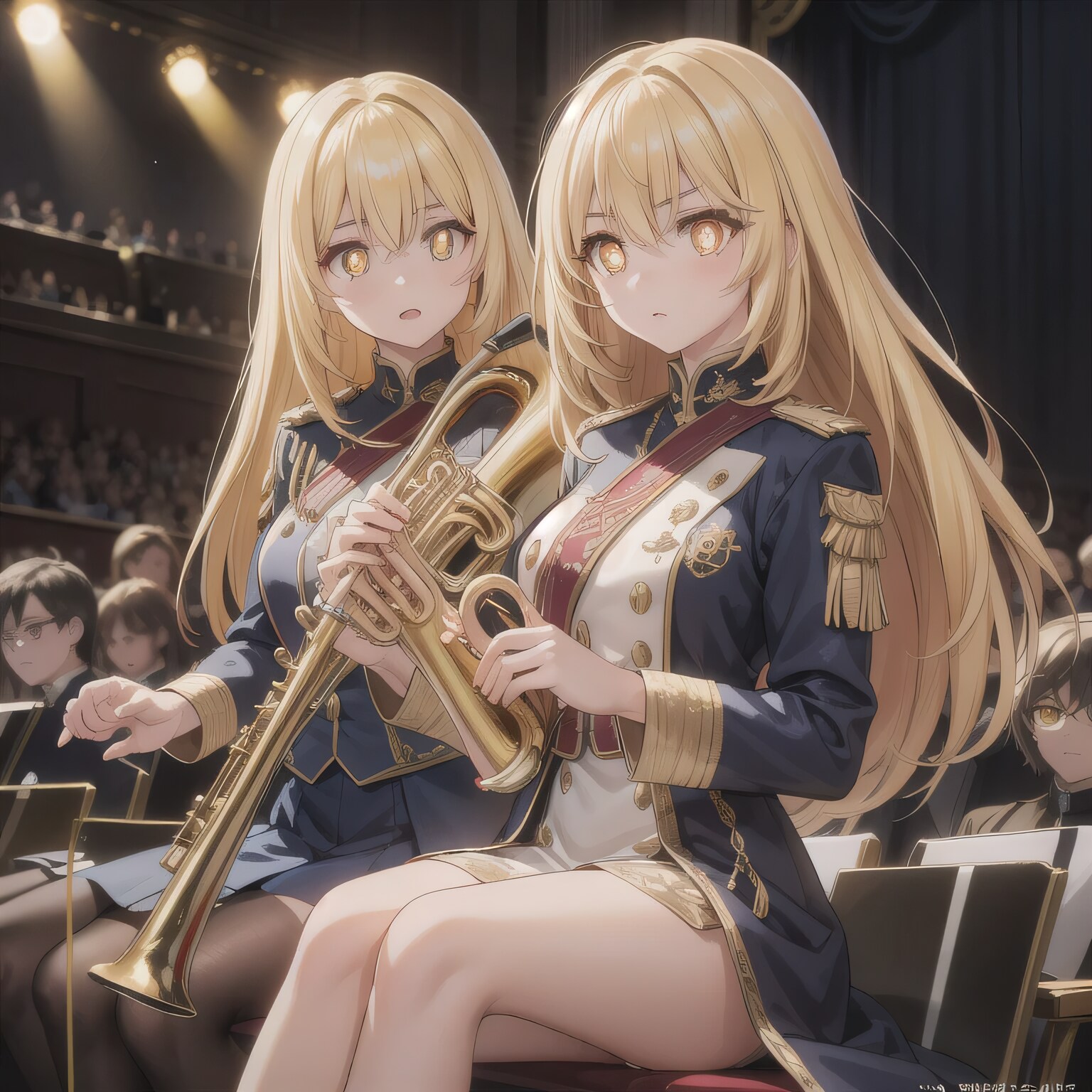 金髪ロングでブラスバンドの少女６ | の人気AIイラスト・グラビア