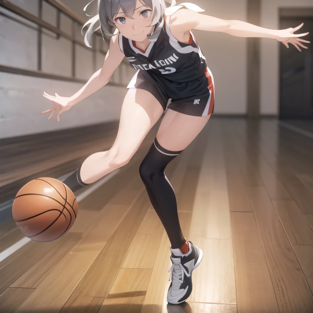 灰髪ボブでユニフォームの少女２