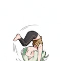 でんぐり返しする緑髪ちゃん 2枚目