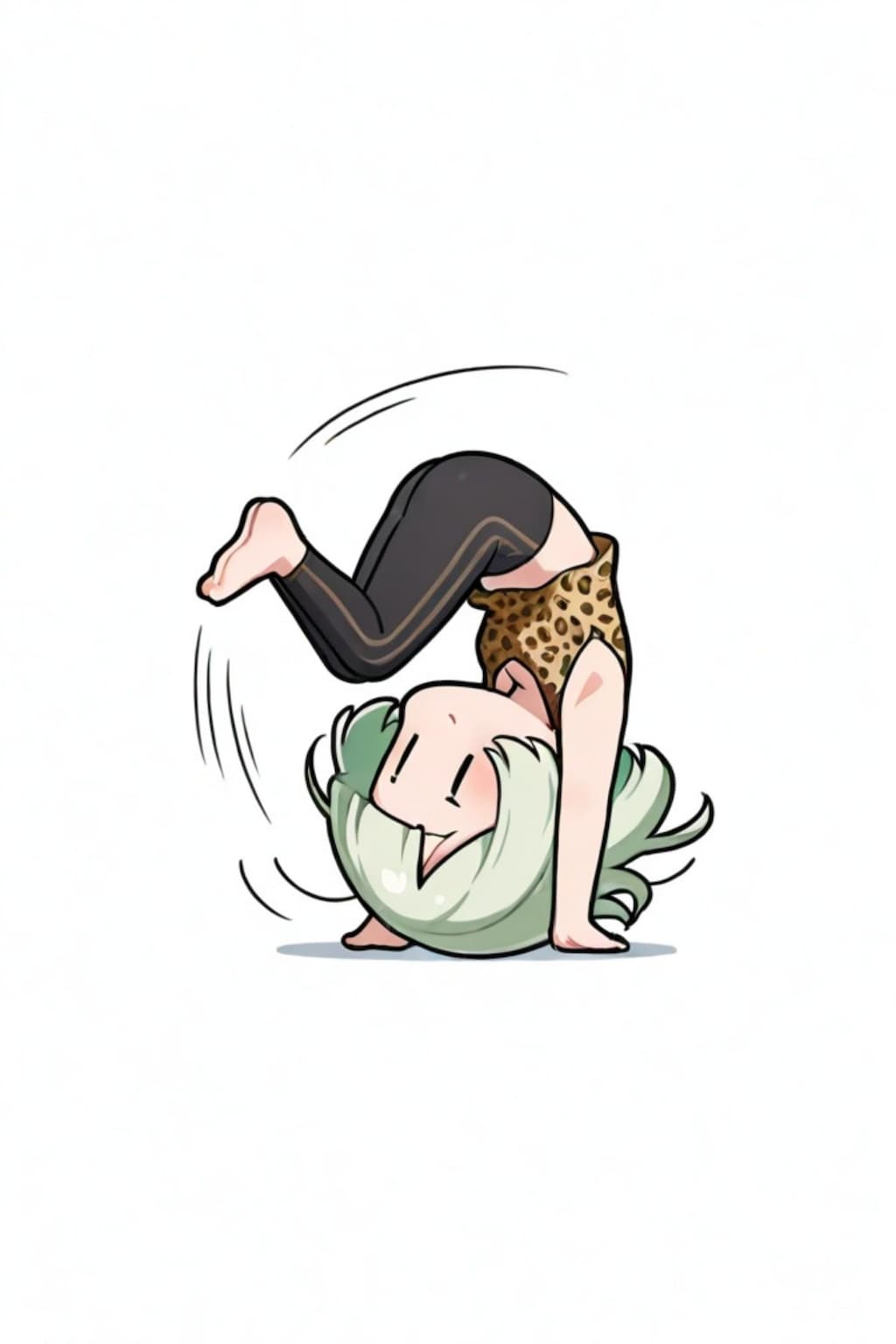 でんぐり返しする緑髪ちゃん