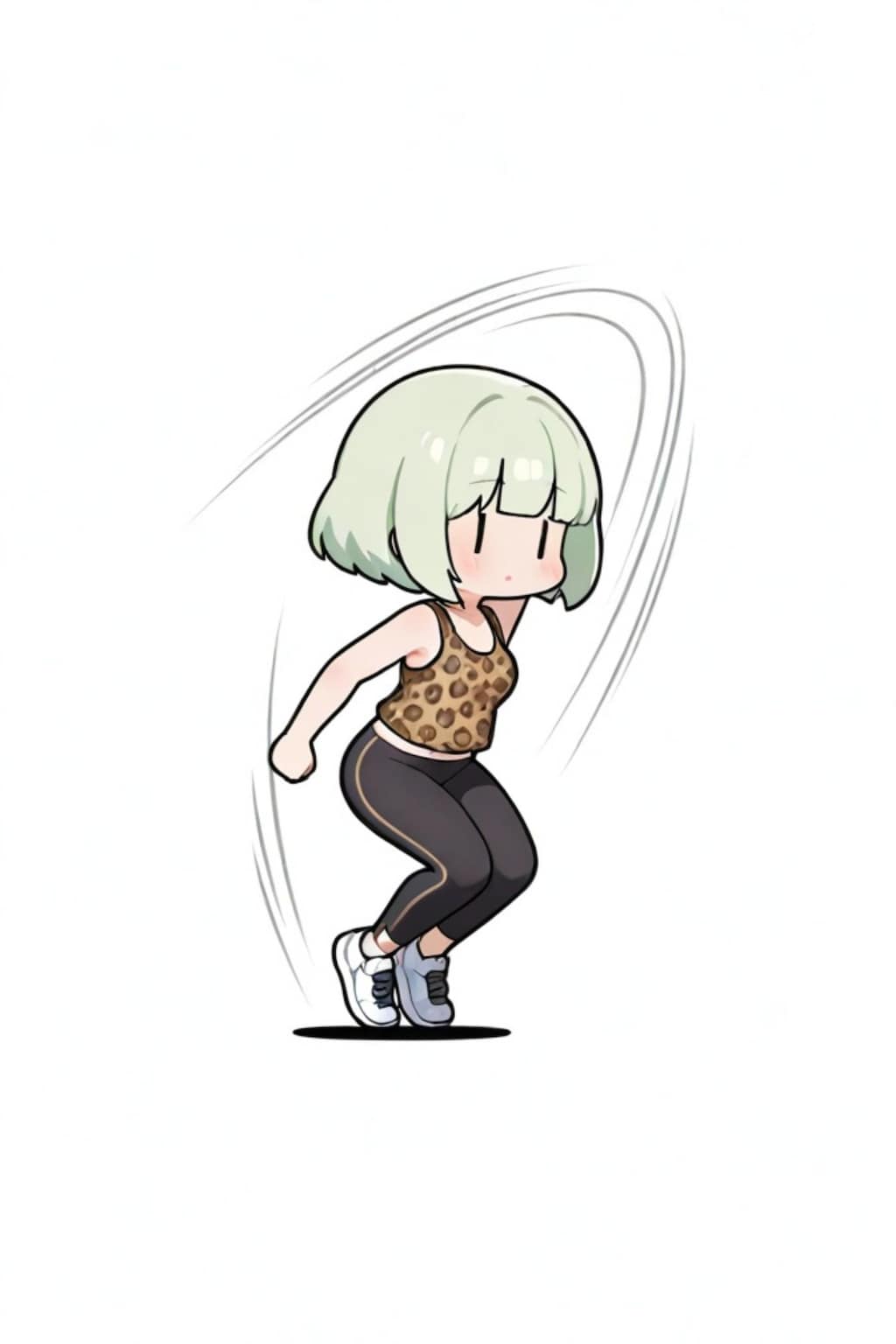 でんぐり返しする緑髪ちゃん
