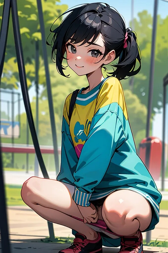 公園で…