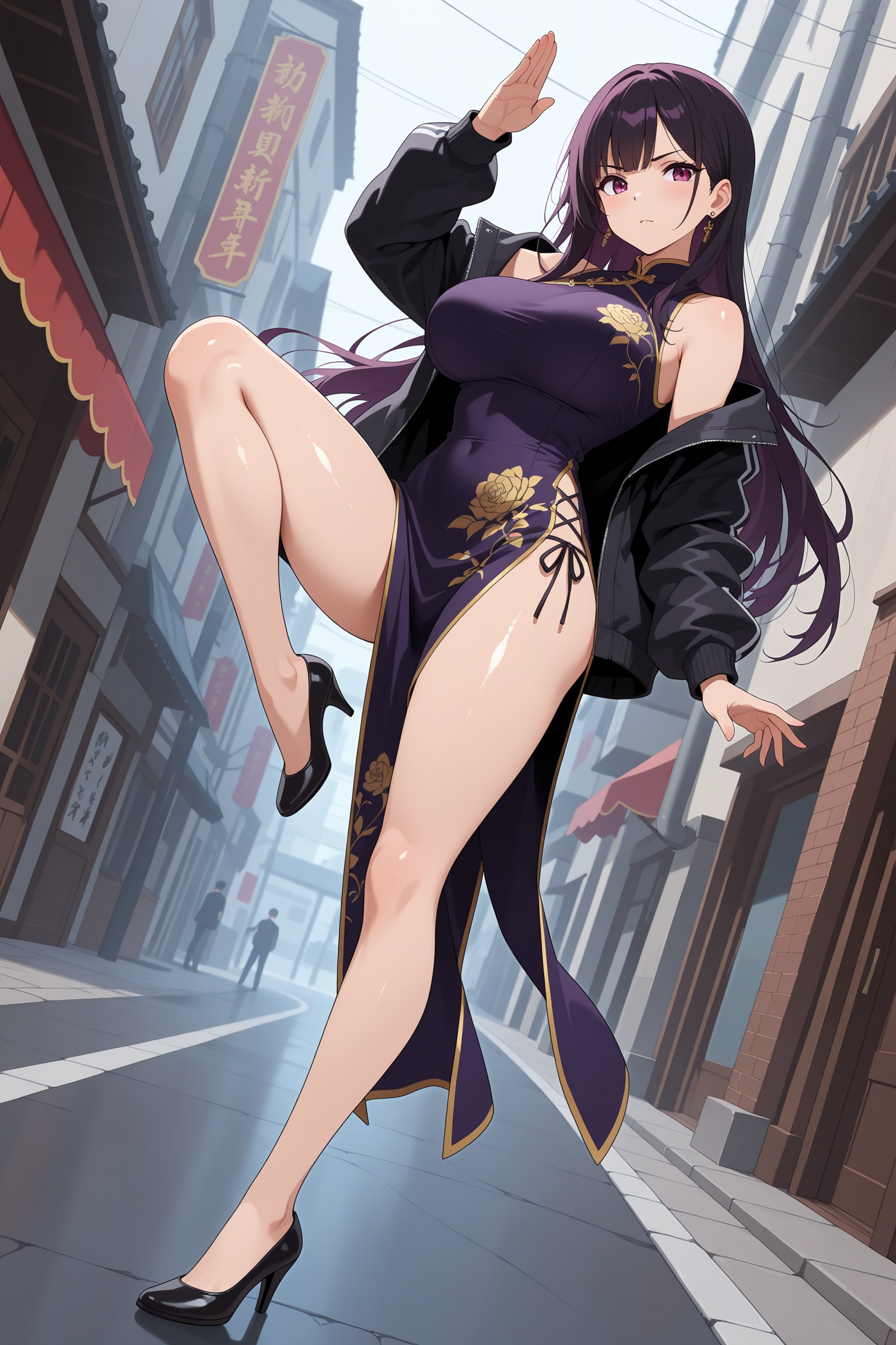 チャイナドレスとファイティングポーズ | の人気AIイラスト・グラビア