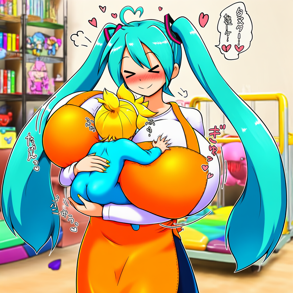 ボカロ　爆乳　初音ミク　保育士　れんきゅん　抱っこぱふぱふ