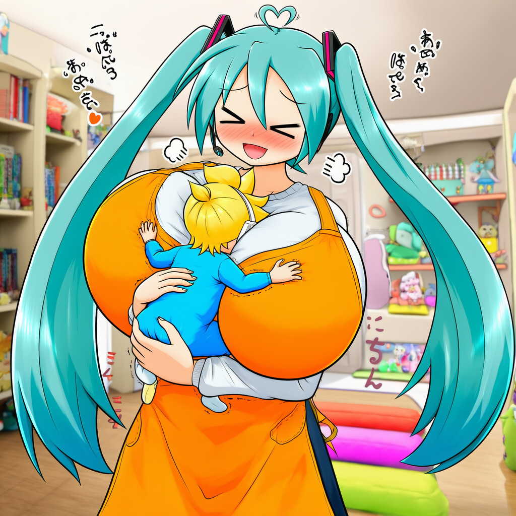 ボカロ　爆乳　初音ミク　保育士　れんきゅん　抱っこぱふぱふ