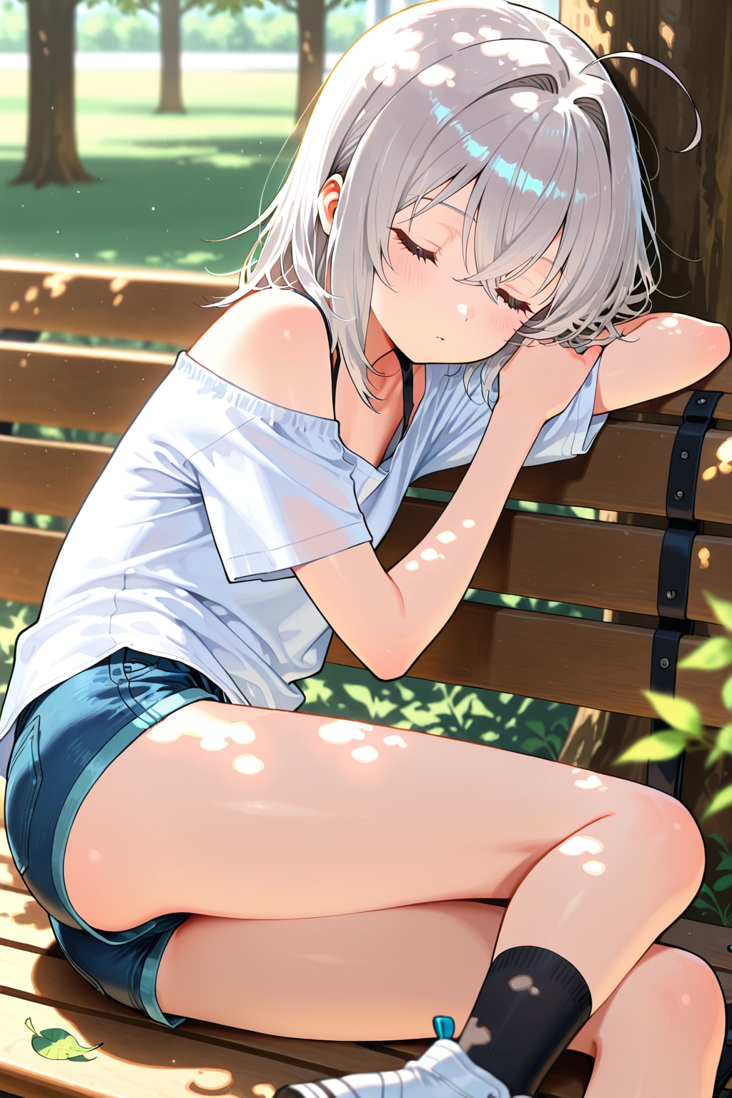 ベンチですやすや