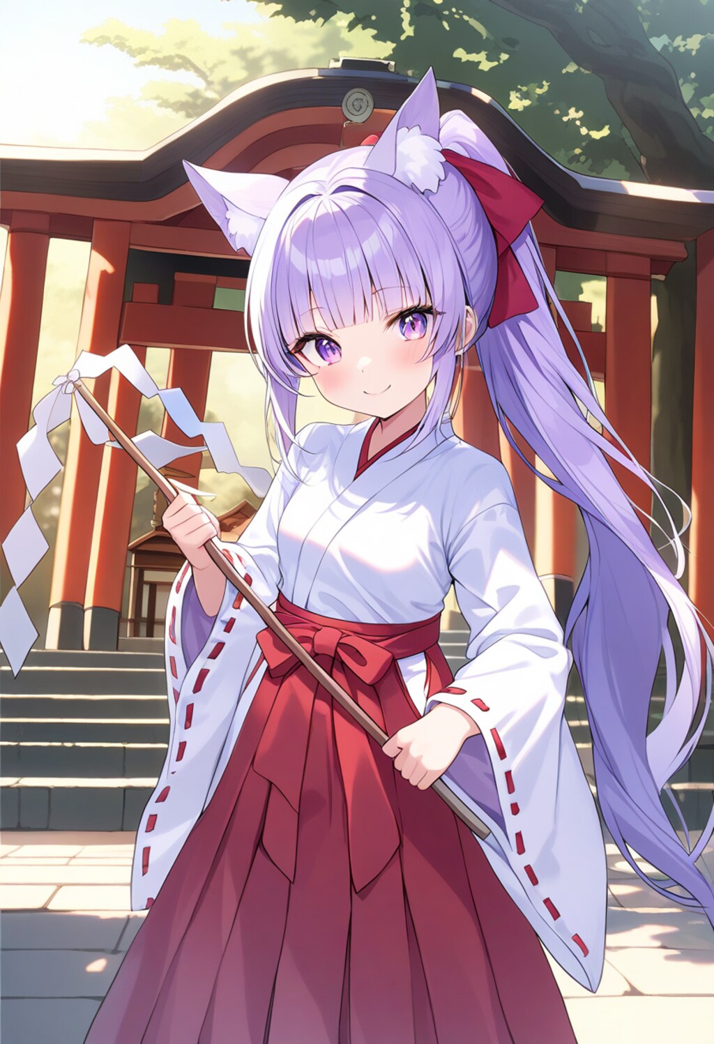 御幣を持った狐巫女さん