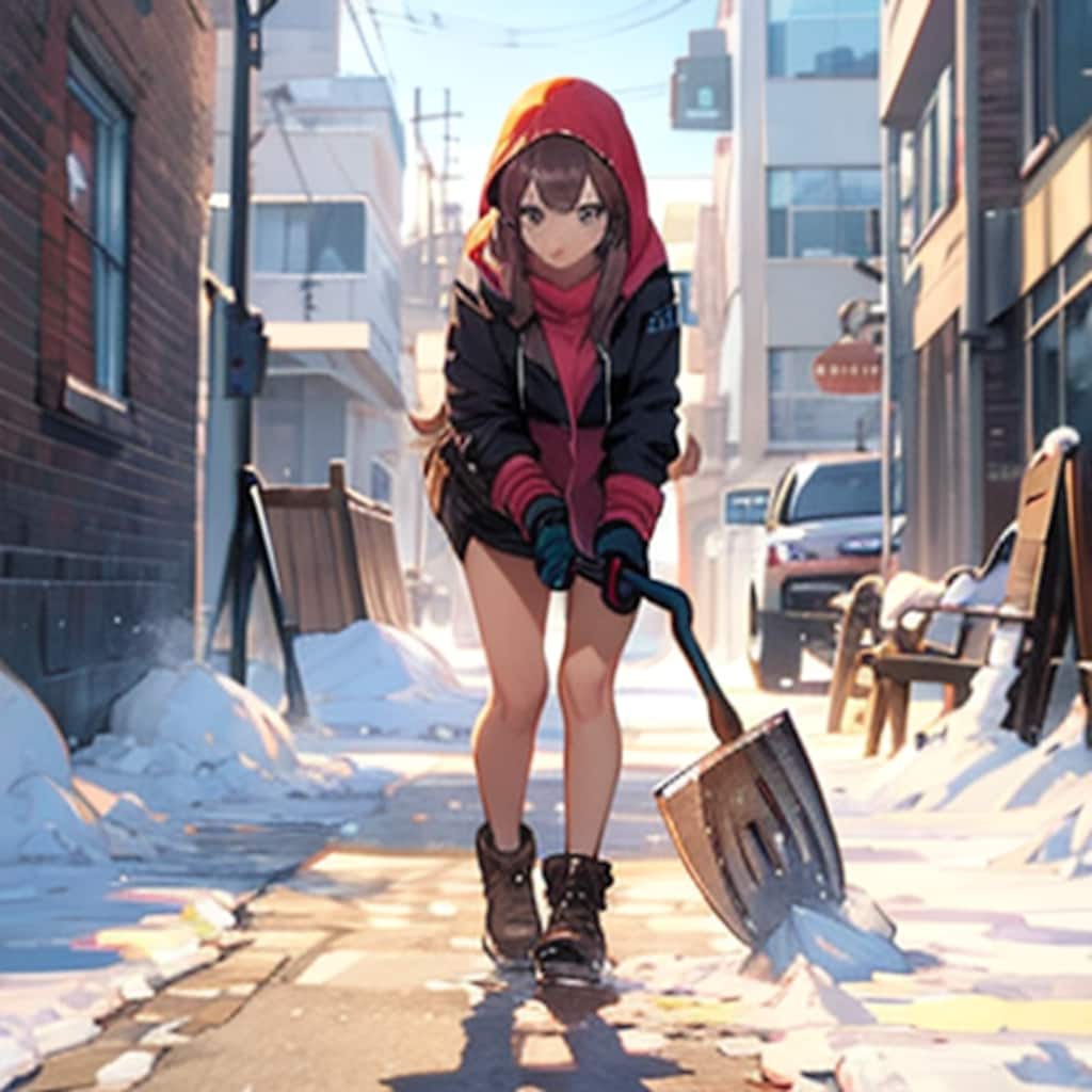 雪かきするTOPAZちゃん