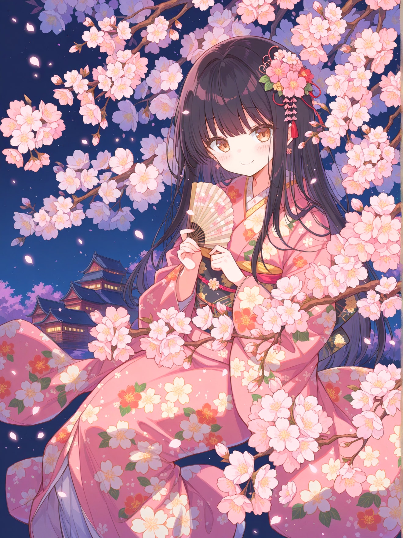 城下の名夜桜スポット | の人気AIイラスト・グラビア