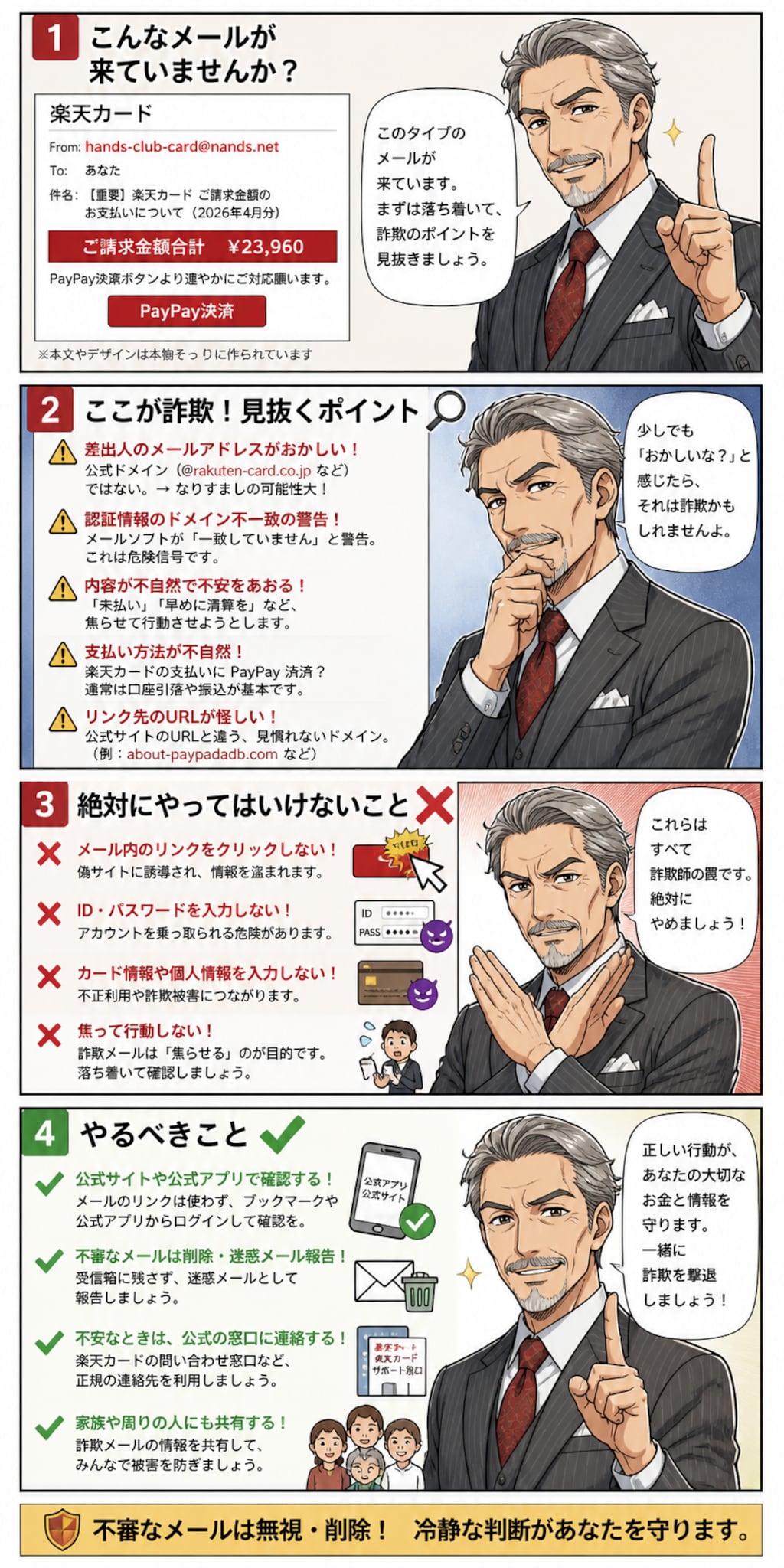 毎日漫画　詐欺メールに注意
