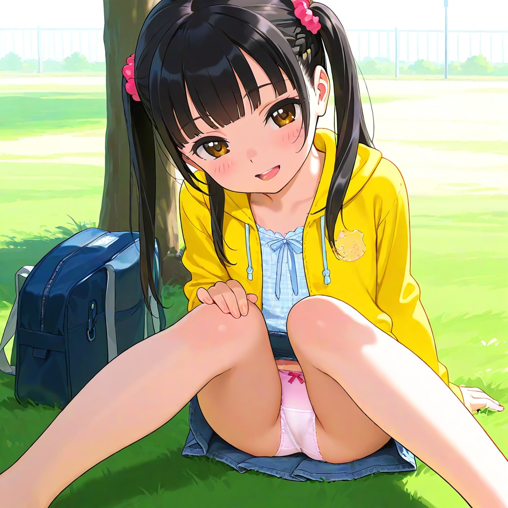 ツインテ黄パーカー子