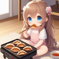 焼きたての餃子を食べる小さな女の子 7枚目