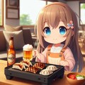 焼きたての餃子を食べる小さな女の子 2枚目