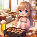 焼きたての餃子を食べる小さな女の子 5枚目