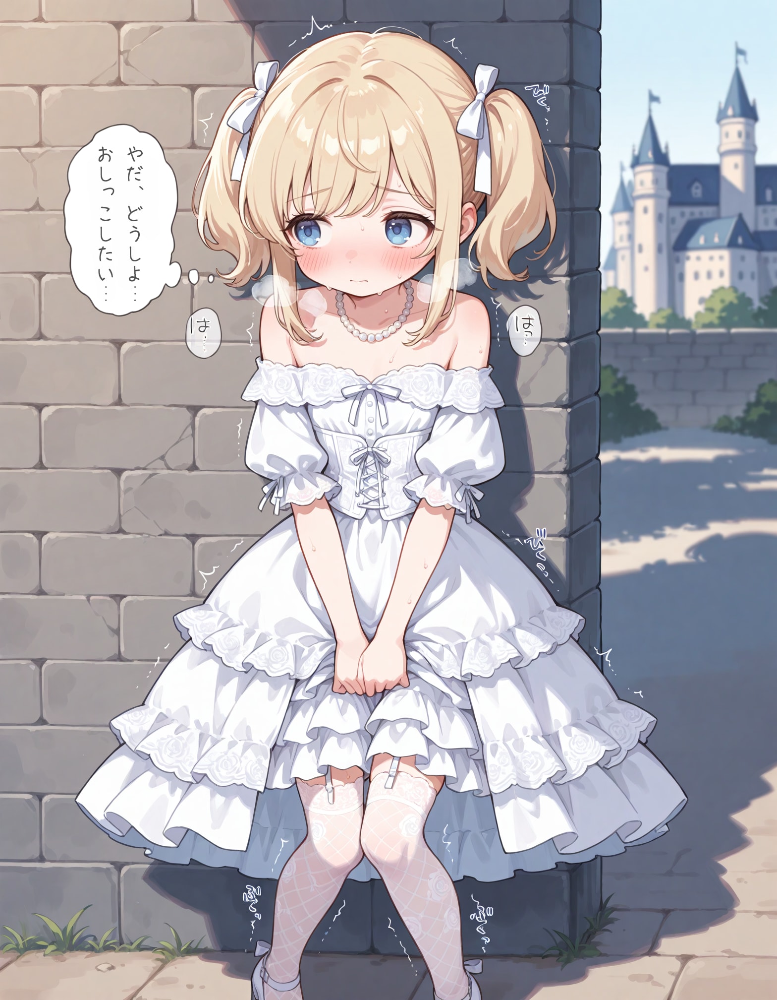 漏れそうなドレスの男の娘