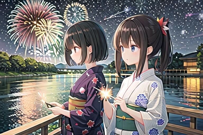 危ないので花火を手で持たないでください | の人気AIイラスト・グラビア