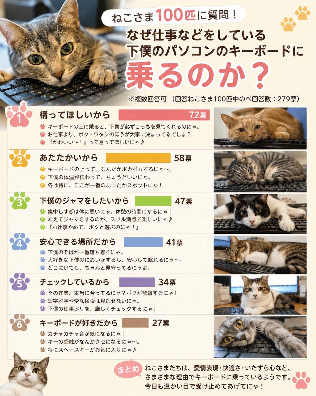 なぜキーボードに乗るのか、ねこさまに伺ってみました