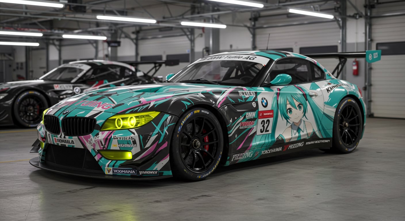 BMW初音ミクレーシングカー | の人気AIイラスト・グラビア