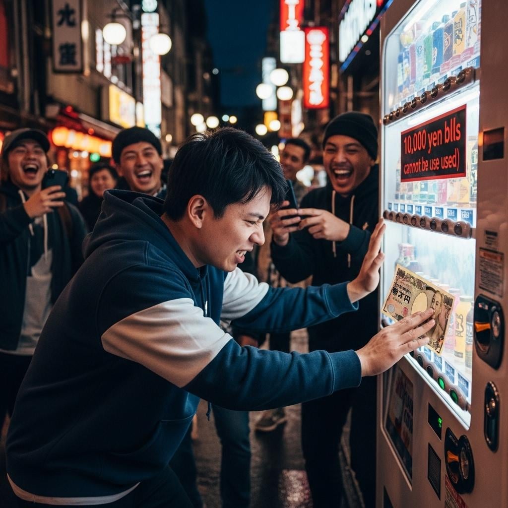 自販機vs一万円を使おうとする男