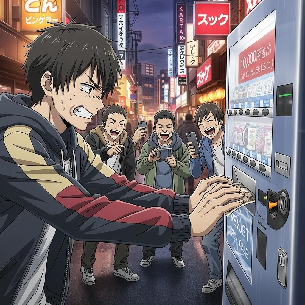 自販機vs一万円を使おうとする男