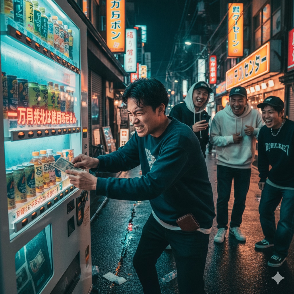自販機vs一万円を使おうとする男