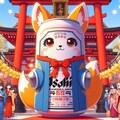 キツネ耳ビール缶の神社祭り 2枚目