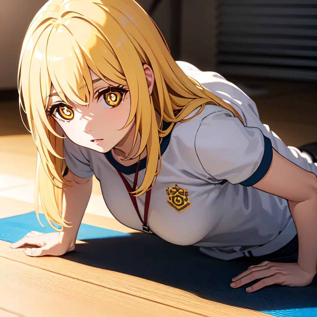 金髪ロングで筋トレの少女５