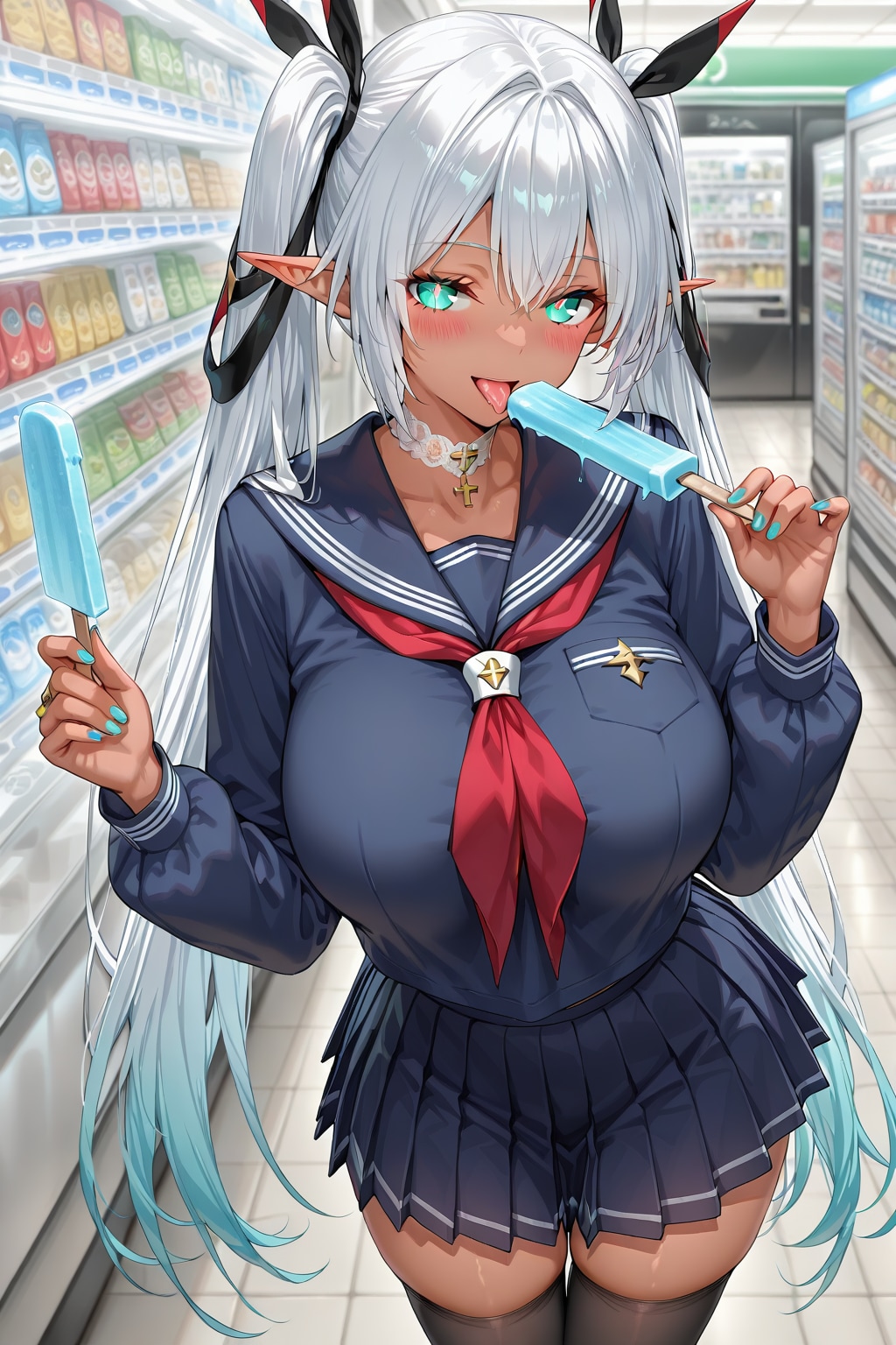 褐色エルフの部活動（帰宅部） | の人気AIイラスト・グラビア