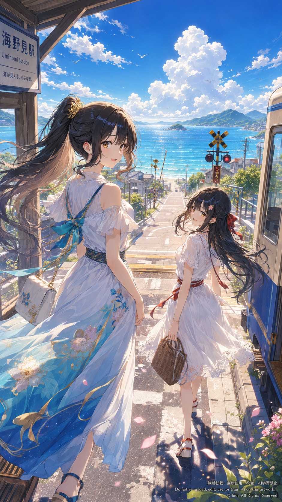 神楽さんとアマテラスさん、白い海辺の旅へ | の人気AIイラスト・グラビア