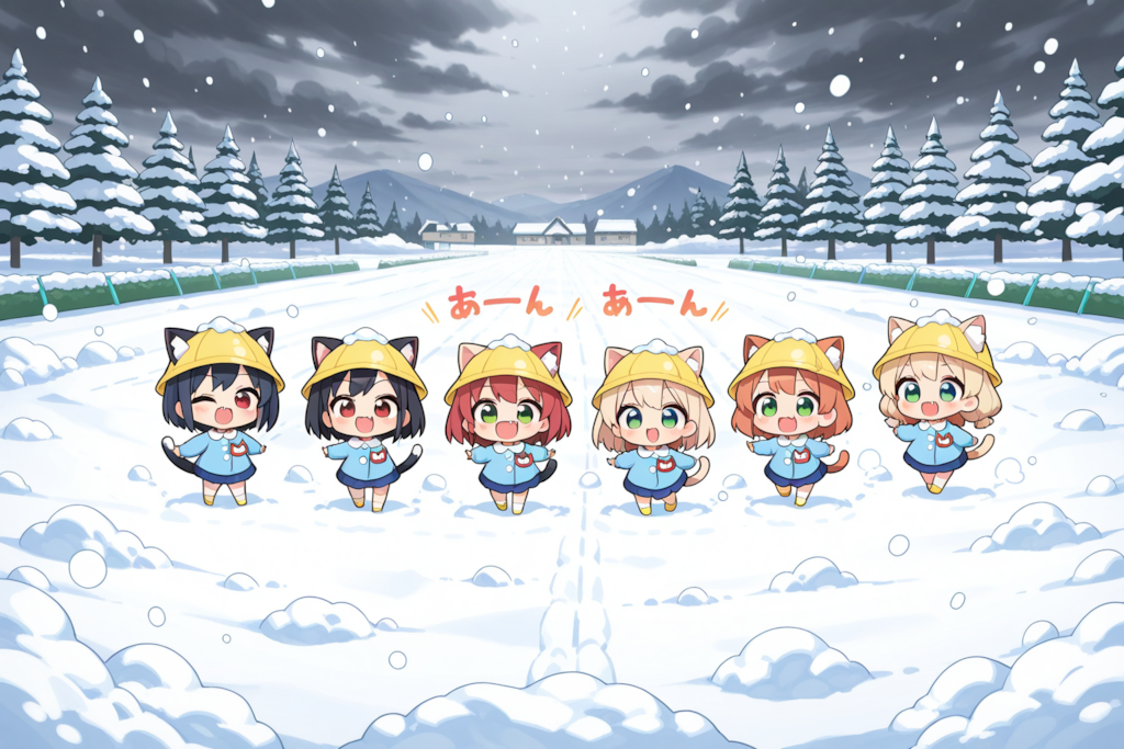 ねこみみようちえん、ゆきあそび♡