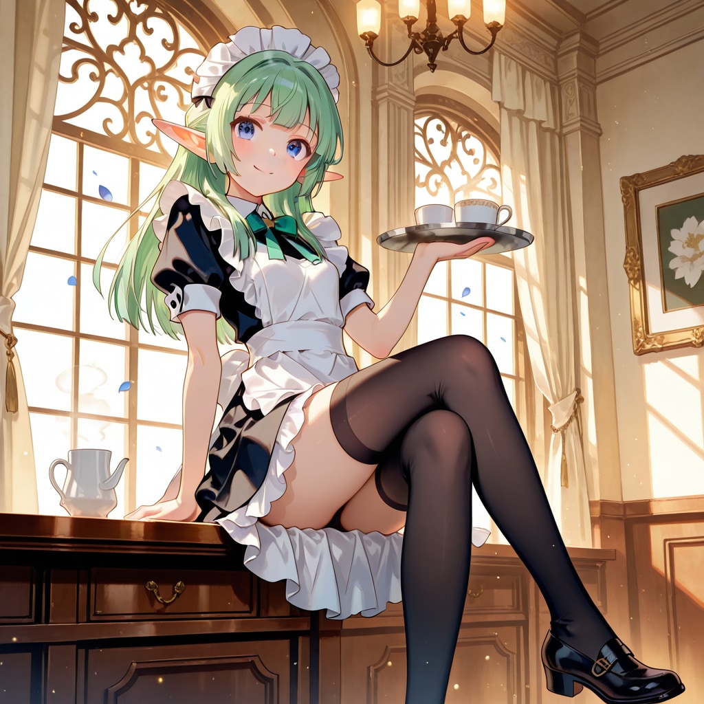 ふくらはぎ含め、脚には自信があるうちの子メイドのラルム・ヴェルトフォレ | の人気AIイラスト・グラビア