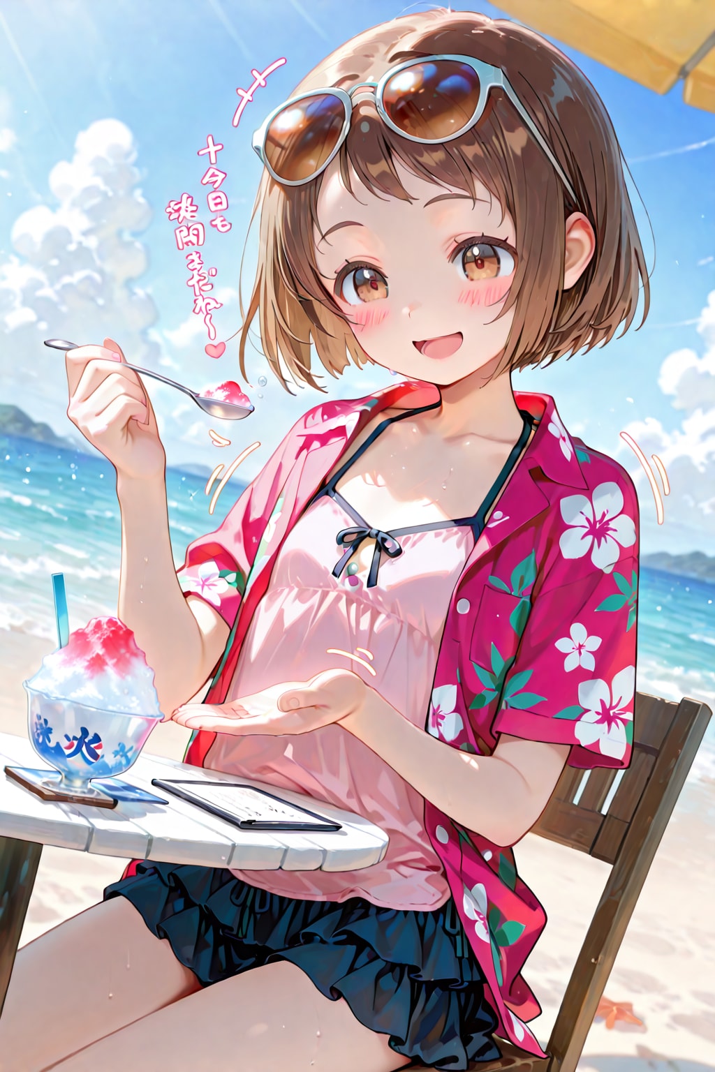 なんか、TVで「かき氷」やってたから、コフィちゃんに食べてもらいましたｗ