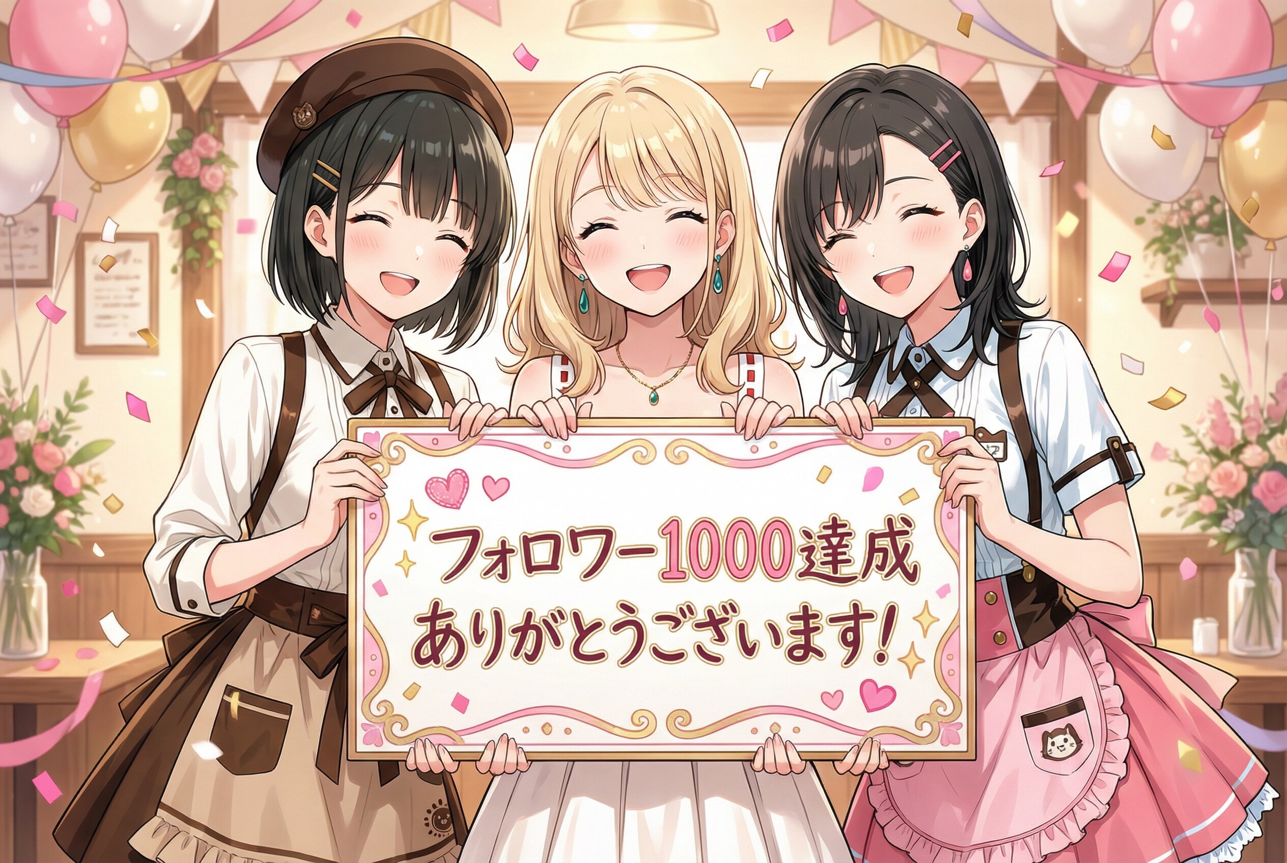 フォロワー１０００人達成ありがとうございます♪💞✨ | の人気AIイラスト・グラビア