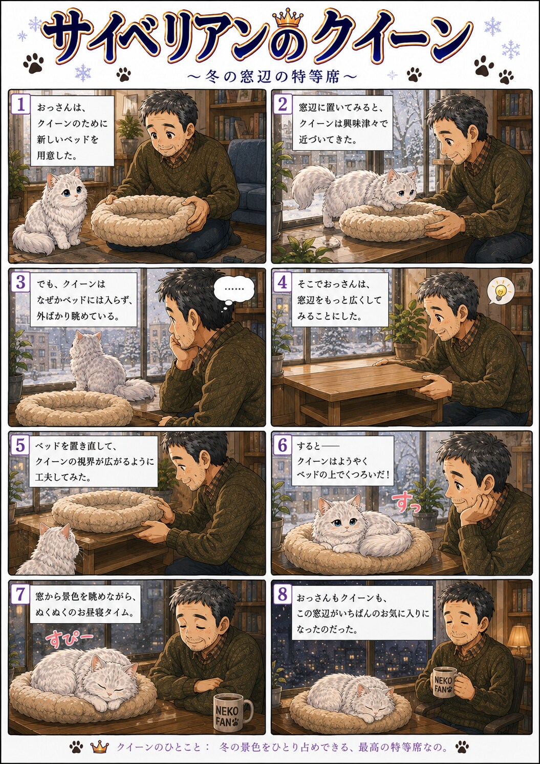 猫漫画コンテンツ6シリーズ  猫漫画6シリーズを投稿しています。  サイベリアンのクィーン  冬の窓辺の特等席  ちびキャラ ベビークイーン  爪とぎは、ボクの大切なお仕事です  クイーンと無職のおっ | の人気AIイラスト・グラビア